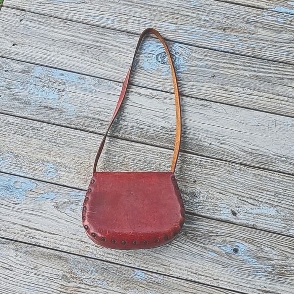 VINTAGE 70's Leather Shoulder Bag - Picture 6 of 14